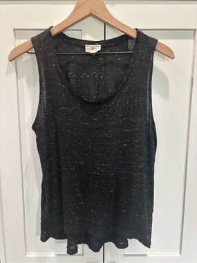 Ag Adriano Goldschmied Black Speckled Scoop Tank Top
